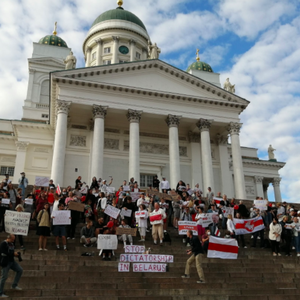 Demonstration in Helsinki to support protestors in Belarus